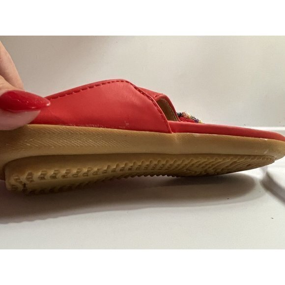 Siketu Cushioned Sandals Women's Size 6 /36 Red Stones Beads Shells Gems - Picture 7 of 10